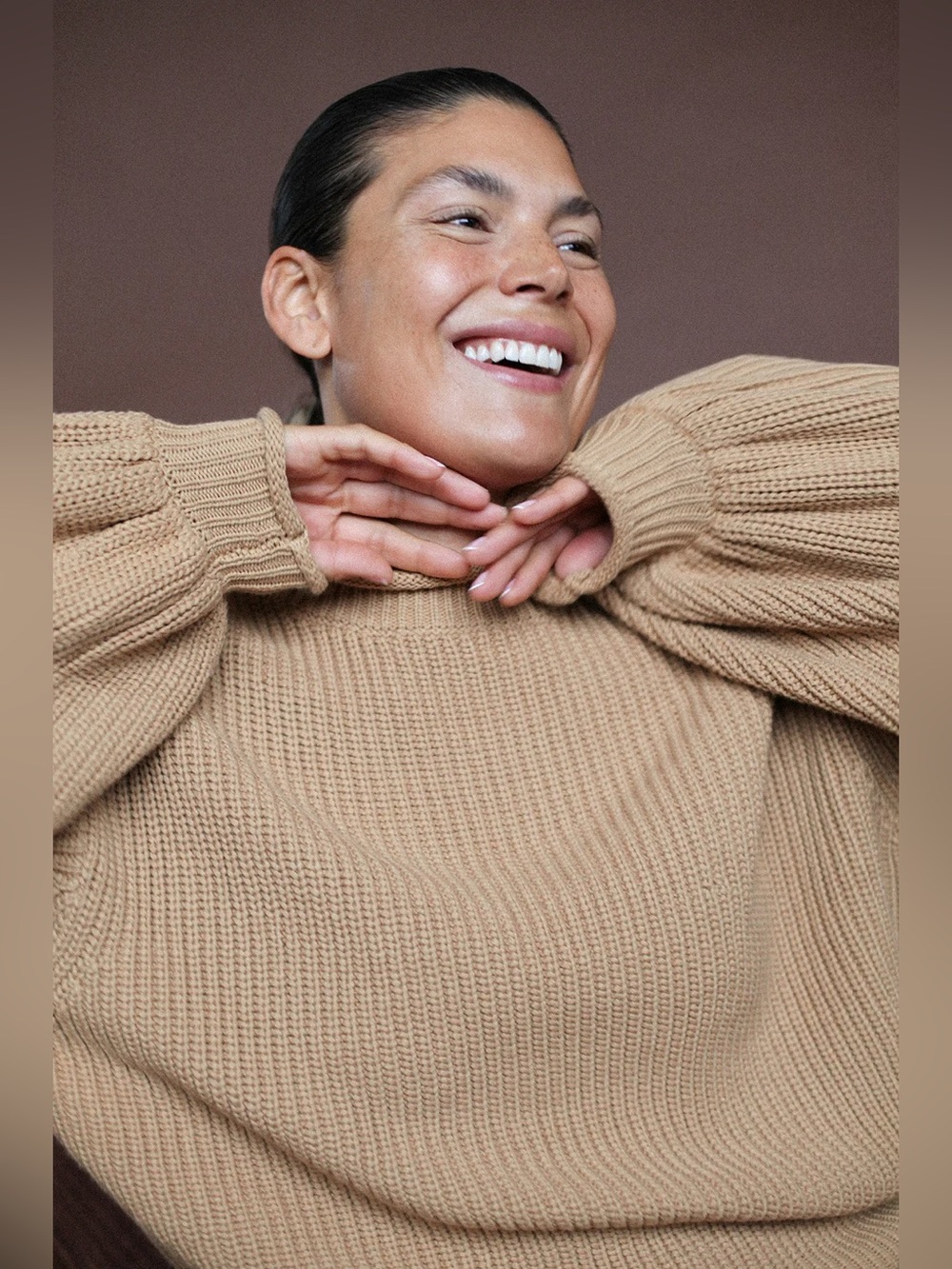 Zulu & Zephyr Chunky Tan Ribbed Jumper Sweater